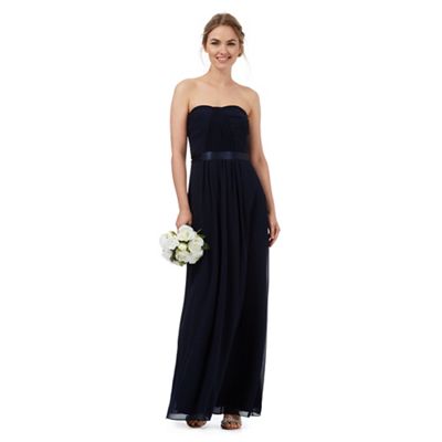 Navy ruched maxi dress